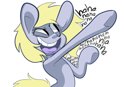 Size: 1237x873 | Tagged: safe, artist:extradan, character:derpy hooves, oc, oc:jerky hooves, species:pegasus, species:pony, armpits, laughing, pointing