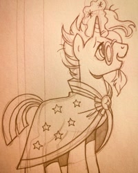 Size: 640x800 | Tagged: safe, artist:brendahickey, character:sunburst, species:pony, legends of magic, spoiler:comic, male, monochrome, sketchy, solo