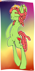 Size: 891x1820 | Tagged: safe, artist:neko-me, character:tree hugger, species:earth pony, species:pony, armpits, bipedal, eyes closed, female, mare, meditation, patreon, patreon logo, smiling, solo