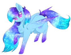 Size: 2394x1865 | Tagged: safe, artist:little-sketches, oc, oc only, oc:northern lights, species:pegasus, species:pony, chest fluff, colored pupils, colored wings, colored wingtips, commission, eye clipping through hair, female, fluffy, gradient hair, gradient hooves, looking at you, mare, raised hoof, simple background, smiling, solo, transparent background