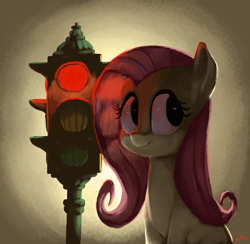 Size: 4266x4170 | Tagged: safe, artist:docwario, character:fluttershy, species:pegasus, species:pony, absurd resolution, bust, female, looking away, mare, portrait, sitting, solo, traffic light