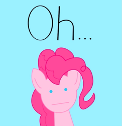 Size: 683x704 | Tagged: safe, artist:underpable, character:pinkie pie, species:pony, :|, awkward, blue background, female, shocked, simple background, solo