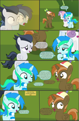 Size: 4552x7000 | Tagged: safe, artist:cyanlightning, character:button mash, character:rumble, character:shady daze, character:sweetie belle, oc, oc:cyan lightning, species:alicorn, species:earth pony, species:pegasus, species:pony, species:unicorn, comic:cyan's adventure, .svg available, absurd resolution, buttoncorn, clothing, colt, comic, derp, female, filly, hat, magic, male, mare, scarf, vector