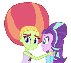 Size: 953x838 | Tagged: safe, artist:ktd1993, character:starlight glimmer, character:tree hugger, my little pony:equestria girls, afro, crack shipping, equestria girls-ified, female, lesbian, shipping, simple background, starhugger, transparent background