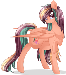 Size: 2142x2461 | Tagged: safe, artist:little-sketches, oc, oc only, oc:diggy splash, species:pegasus, species:pony, colored pupils, commission, eye clipping through hair, female, looking at you, mare, raised hoof, simple background, solo, transparent background