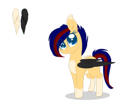Size: 1024x860 | Tagged: safe, artist:little-sketches, oc, oc only, oc:amane, parent:oc:kurai chinmoku, parent:oc:yeri, parents:oc x oc, species:pegasus, species:pony, colored pupils, colored wings, eye clipping through hair, female, filly, mare, multicolored wings, offspring, simple background, solo, transparent background
