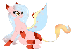 Size: 1024x765 | Tagged: safe, artist:little-sketches, oc, oc only, oc:aki, species:pony, colored pupils, eye clipping through hair, female, hybrid, mare, original species, raised hoof, simple background, solo, transparent background