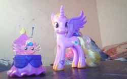 Size: 1024x638 | Tagged: safe, artist:user15432, character:princess cadance, character:princess flurry heart, species:alicorn, species:pony, birthday gift, brushable, irl, photo, real world, toy, watermark