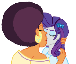 Size: 1245x1040 | Tagged: safe, artist:ktd1993, character:rarity, character:saffron masala, my little pony:equestria girls, afro, equestria girls-ified, eyes closed, female, kissing, lesbian, ms paint, raffron, shipping, simple background, transparent background