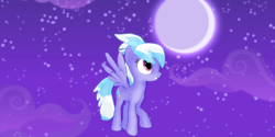 Size: 2000x1000 | Tagged: safe, artist:kp-shadowsquirrel, artist:poninnahka, artist:sparkiss-pony, artist:ttasattasa, character:cloudchaser, species:pony, 3d, downloadable, female, flying, mmd, moon, night, night sky, sky, smiling, solo, spread wings, wings