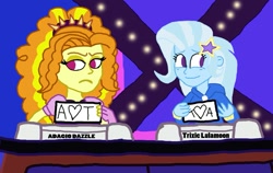 Size: 1123x711 | Tagged: safe, artist:ktd1993, character:adagio dazzle, character:trixie, ship:triagio, my little pony:equestria girls, female, lesbian, match game (game show), shipping