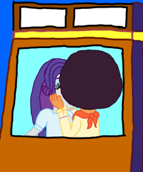 Size: 816x979 | Tagged: safe, artist:ktd1993, character:rarity, character:saffron masala, my little pony:equestria girls, afro, equestria girls-ified, female, jeopardy, kissing, lesbian, raffron, shipping
