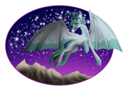 Size: 1024x724 | Tagged: safe, artist:oneiria-fylakas, oc, oc only, species:pony, bat wings, flying, night, simple background, solo, transparent background