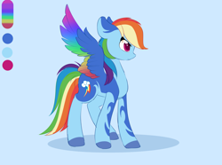 Size: 3000x2232 | Tagged: safe, artist:little-sketches, character:rainbow dash, species:pegasus, species:pony, alternate design, colored hooves, colored wings, female, high res, multicolored wings, reference sheet, solo