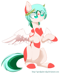 Size: 1024x1254 | Tagged: safe, artist:little-sketches, oc, oc only, oc:miu, species:pegasus, species:pony, colored pupils, colored wings, female, laurel wreath, mare, simple background, sitting, solo, transparent background