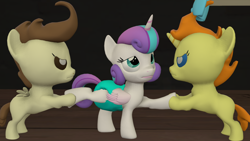 Size: 1920x1080 | Tagged: safe, artist:red4567, character:pound cake, character:princess flurry heart, character:pumpkin cake, species:alicorn, species:pegasus, species:pony, species:unicorn, ship:poundflurry, ship:pumpkinheart, 3d, baby, baby ponies, baby pony, cake twins, colt, diaper, female, fight, filly, flurry heart gets all the foals, lesbian, male, pumpoundurry, shipping, source filmmaker, straight