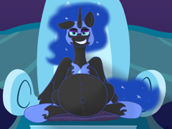 Size: 2000x1500 | Tagged: safe, artist:theimmortalwolf, character:nightmare moon, character:princess luna, species:pony, female, pregnant, solo