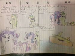 Size: 2592x1936 | Tagged: safe, artist:didgereethebrony, character:rarity, character:starlight glimmer, character:twilight sparkle, oc, oc:didgeree, species:pony, lined paper, ship, traditional art