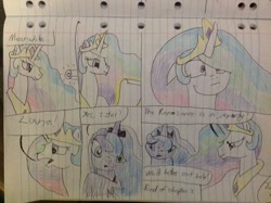 Size: 2592x1936 | Tagged: safe, artist:didgereethebrony, character:princess celestia, character:princess luna, species:alicorn, species:pony, lined paper, meanwhile, traditional art