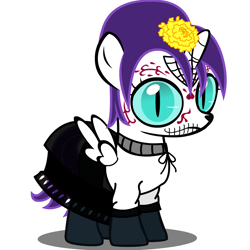 Size: 1000x1000 | Tagged: safe, artist:hakunohamikage, oc, oc only, oc:nyx, species:alicorn, species:pony, ask-princesssparkle, ask, calavera catrina, clothing, dia de los muertos, dress, female, filly, nightmare night, simple background, solo, tumblr, white background