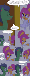 Size: 1600x4000 | Tagged: safe, artist:jake heritagu, character:rumble, character:scootaloo, species:pegasus, species:pony, comic:ask motherly scootaloo, motherly scootaloo, ship:rumbloo, blushing, cast, clothing, comic, costume, female, kissing, male, mummy, nightmare night, shipping, straight, undead, zombie, zombie pony