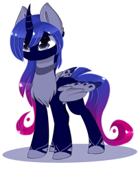 Size: 1024x1276 | Tagged: safe, artist:little-sketches, oc, oc only, oc:yosamu, species:alicorn, species:pony, alicorn oc, curved horn, female, gradient hair, mare, simple background, solo, transparent background