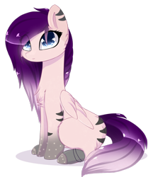 Size: 1024x1186 | Tagged: safe, artist:little-sketches, oc, oc only, oc:pearl dream, species:pegasus, species:pony, commission, female, gradient hair, gradient hooves, hair over one eye, mare, simple background, sitting, solo, transparent background