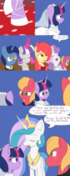 Size: 1600x4000 | Tagged: safe, artist:jake heritagu, character:apple bloom, character:big mcintosh, character:night light, character:princess celestia, character:scootaloo, character:sweetie belle, character:twilight sparkle, character:twilight sparkle (alicorn), character:twilight velvet, species:alicorn, species:pegasus, species:pony, comic:ask motherly scootaloo, motherly scootaloo, ship:twimac, clothing, comic, crying, dress, female, hairpin, male, marriage, shipping, straight, sweater, tears of joy, wedding, wedding dress