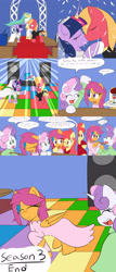 Size: 2400x5600 | Tagged: safe, artist:jake heritagu, character:apple bloom, character:big mcintosh, character:dj pon-3, character:octavia melody, character:princess cadance, character:princess celestia, character:princess luna, character:scootaloo, character:sweetie belle, character:twilight sparkle, character:twilight sparkle (alicorn), character:vinyl scratch, oc, oc:lightning blitz, parent:rain catcher, parent:scootaloo, parents:catcherloo, species:alicorn, species:pegasus, species:pony, comic:ask motherly scootaloo, motherly scootaloo, ship:twimac, baby, baby pony, clothing, colt, comic, cutie mark crusaders, dance floor, dancing, disco ball, dress, female, hairpin, kissing, male, marriage, offspring, older, older apple bloom, older scootaloo, older sweetie belle, ring, shipping, speakers, straight, tuxedo, wedding, wedding dress, wedding ring