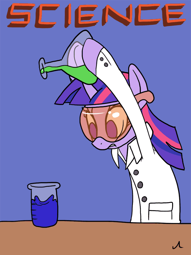 Size: 648x864 | Tagged: safe, artist:docwario, character:twilight sparkle, character:twilight sparkle (alicorn), species:alicorn, species:pony, newbie artist training grounds, animated, atg 2017, beaker, chemistry, clothing, erlenmeyer flask, female, gif, goggles, hoof hold, lab coat, looking at something, mare, science, solo, titration