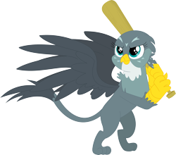 Size: 3589x3162 | Tagged: safe, artist:porygon2z, character:gabby, species:griffon, episode:the fault in our cutie marks, g4, my little pony: friendship is magic, baseball bat, female, simple background, solo, transparent background