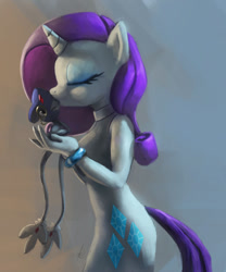 Size: 600x722 | Tagged: safe, artist:grissaecrim, character:rarity, species:anthro, azelf, bottomless, clothing, crossover, female, kissing, monocle, partial nudity, pokémon, solo