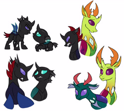 Size: 4797x4331 | Tagged: safe, artist:chub-wub, character:pharynx, character:prince pharynx, character:thorax, species:changeling, species:reformed changeling, episode:to change a changeling, g4, my little pony: friendship is magic, absurd resolution, brothers, bust, changedling brothers, cute, duo, fangs, male, nymph, simple background, white background