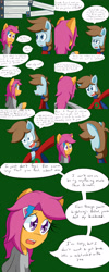 Size: 1600x4000 | Tagged: safe, artist:jake heritagu, character:chip mint, character:rain catcher, character:scootaloo, species:pegasus, species:pony, comic:ask motherly scootaloo, motherly scootaloo, ask, christmas sweater, clothing, comic, hairpin, scarf, sweater, sweatshirt