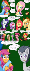 Size: 2400x5600 | Tagged: safe, artist:jake heritagu, character:apple bloom, character:applejack, character:big mcintosh, character:fluttershy, character:pinkie pie, character:rainbow dash, character:rarity, character:rumble, character:scootaloo, character:spike, character:sunset shimmer, character:sweetie belle, character:twilight sparkle, character:twilight sparkle (alicorn), oc, oc:hades, oc:sandy hooves, species:alicorn, species:dragon, species:pegasus, species:pony, comic:ask motherly scootaloo, motherly scootaloo, ship:sweetiebloom, ship:twimac, blushing, blushing profusely, clothing, comic, eyepatch, female, hairpin, lesbian, male, mane six, ring, scarf, shipping, straight, sweatshirt, wedding ring