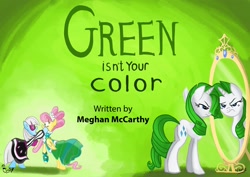 Size: 3508x2480 | Tagged: safe, artist:jowyb, character:fluttershy, character:photo finish, character:rarity, episode:green isn't your color, g4, my little pony: friendship is magic, alternate hair color, modelshy, title card