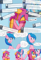 Size: 3000x4400 | Tagged: safe, artist:jake heritagu, character:firefly, character:scootaloo, species:pegasus, species:pony, comic:ask motherly scootaloo, motherly scootaloo, ask, comic, hairpin, sweatshirt, wonderbolts poster