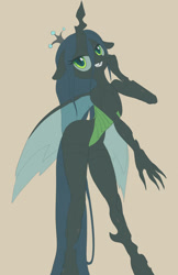 Size: 726x1122 | Tagged: safe, artist:grissaecrim, character:queen chrysalis, species:anthro, species:changeling, adorasexy, changeling queen, colored sketch, cute, cutealis, female, looking at you, sexy, simple background, smiling, solo, stupid sexy chrysalis