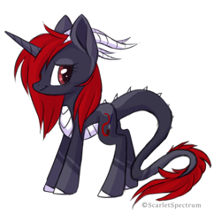 Size: 2778x2687 | Tagged: safe, artist:scarlet-spectrum, oc, oc only, oc:scarlet spectrum, species:dracony, species:pony, species:unicorn, female, hybrid, looking back, mare, simple background, solo, transparent background