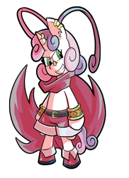 Size: 576x792 | Tagged: safe, artist:pembroke, character:sweetie belle, meanie belle, disgaea, laharl, simple background, transparent background