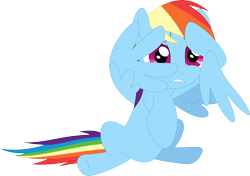 Size: 3576x2519 | Tagged: safe, artist:porygon2z, character:rainbow dash, species:pegasus, species:pony, episode:testing testing 1-2-3, g4, my little pony: friendship is magic, covering face, female, mare, simple background, solo, transparent background, vector, wing hands