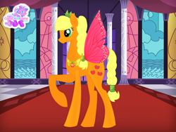 Size: 640x480 | Tagged: safe, artist:user15432, character:applejack, crown, crystal hairstyle, element of honesty, fairy, fairy pony, fairy princess, fairy wings, gamekidgame, jewelry, peytral, princess applejack, regalia, wings
