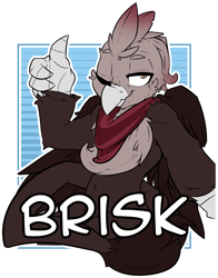 Size: 1771x2259 | Tagged: safe, artist:bbsartboutique, oc, oc only, oc:brisk, species:griffon, badge, con badge, neckerchief, one eye closed, simple background, thumbs up, transparent background, wink
