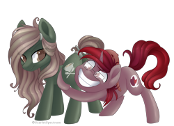Size: 3524x2556 | Tagged: safe, artist:scarlet-spectrum, oc, oc only, species:pony, butt touch, butthug, faceful of ass, female, hug, looking back, male, mare, pinkie hugging applejack's butt, plot, simple background, stallion, transparent background, unamused