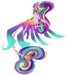 Size: 1024x1162 | Tagged: safe, artist:oneiria-fylakas, character:princess cadance, character:queen chrysalis, species:pony, female, fusion, original species, simple background, solo, species swap, transparent background