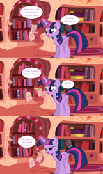 Size: 1280x2168 | Tagged: safe, artist:hakunohamikage, character:twilight sparkle, character:twilight sparkle (alicorn), species:alicorn, species:pony, ask-princesssparkle, ask, female, golden oaks library, letter, magic, mare, solo, tumblr