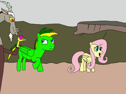 Size: 1024x765 | Tagged: safe, artist:didgereethebrony, character:discord, character:fluttershy, oc, oc:didgeree, australia, cliff, cliff face, kanangra boyd national park, lookout, national park, new south wales, valley