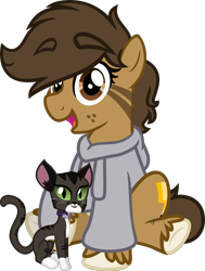 Size: 909x1200 | Tagged: safe, artist:binkyt11, derpibooru original, oc, oc only, oc:binky, species:earth pony, species:pony, 2018 community collab, derpibooru community collaboration, .svg available, cat, clothing, cute, female, freckles, hoodie, inkscape, looking at you, mare, ocbetes, pet, simple background, svg, transparent background, unshorn fetlocks, vector