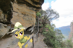 Size: 1600x1062 | Tagged: safe, artist:didgereethebrony, character:daring do, abandoned, abandoned track, australia, blue mountains, cliffs, irl, katoomba, photo, ponies in real life, solo, valley