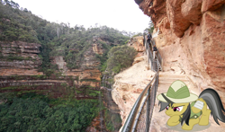 Size: 762x449 | Tagged: safe, artist:didgereethebrony, character:daring do, species:human, cliff, irl, photo, ponies in real life, solo, valley, wentworth falls